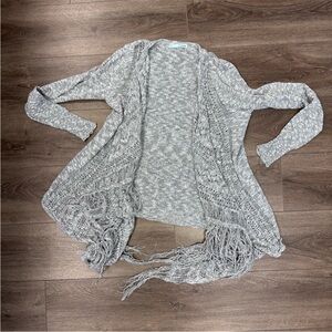 Maurices Gray Cardigan Sweater with fringe